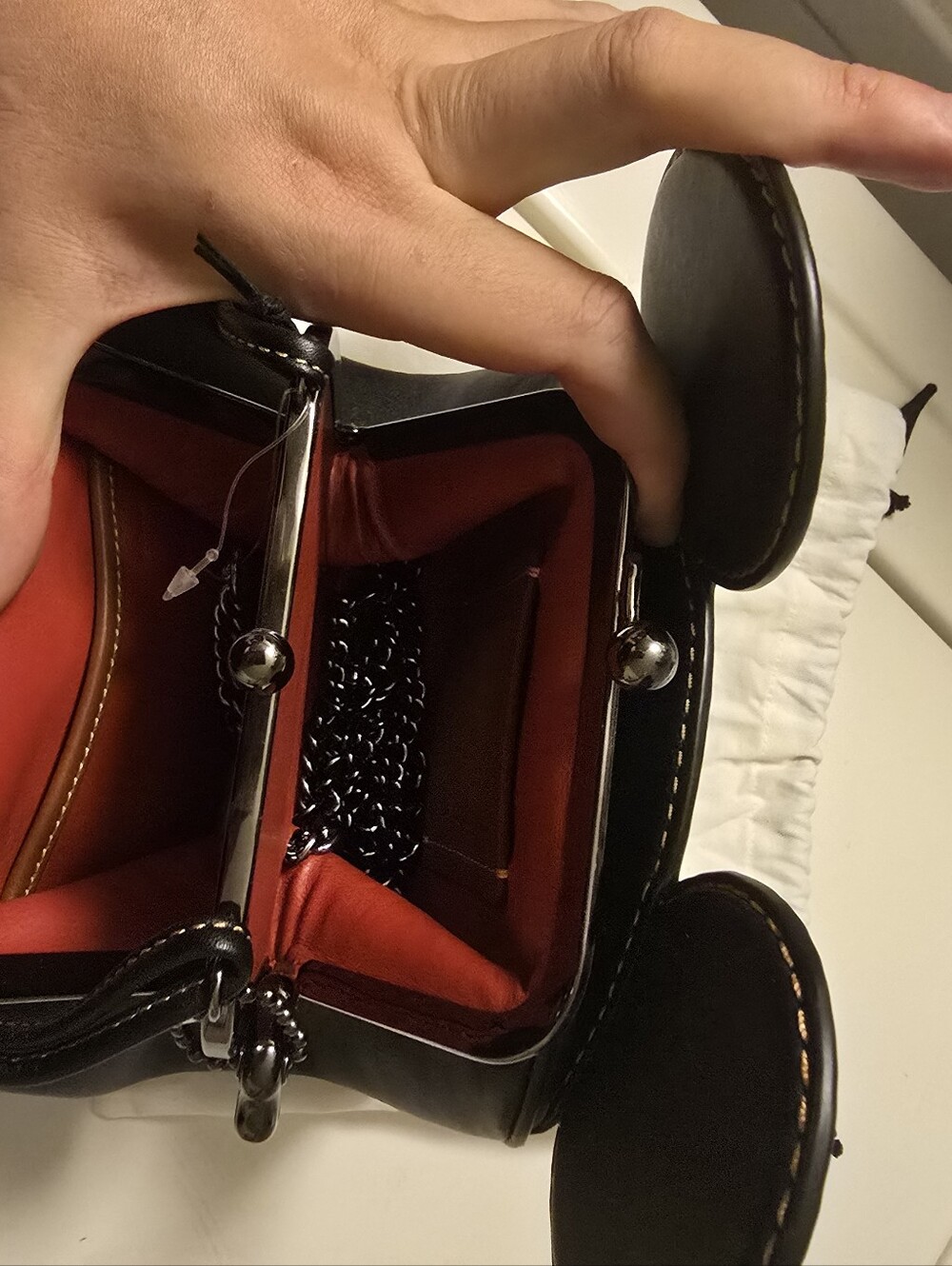 Coach Mickey Kisslock Black Leather Mini Bag - Picture 8 of 13